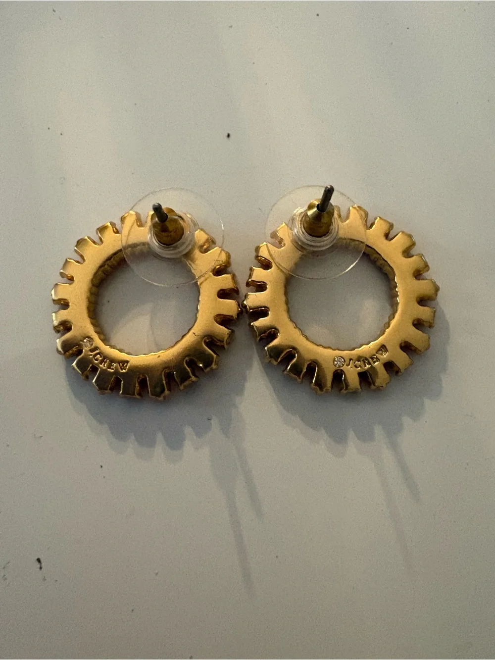 J. Crew Gold-Tone Circle Stud Earrings with Fuchsia Crystals